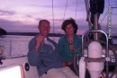 The champagne, a gift from our friends, enjoyed at our first anchorage on this trip. Frogmore Point, Salcombe.