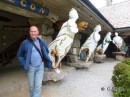 Colin admires the figureheads collected up from shipwrecks on the islands