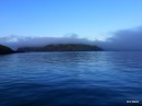 Fog creeps around the Shiant Islands where we anchored overnight.