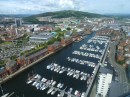 Swansea Marina viewed from the Grape & Olive bar & Restaurant at the top of the tower. Don
