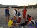 At the pot luck dinner along the beach in Los Frailes waiting out the wind.  The wind won!!