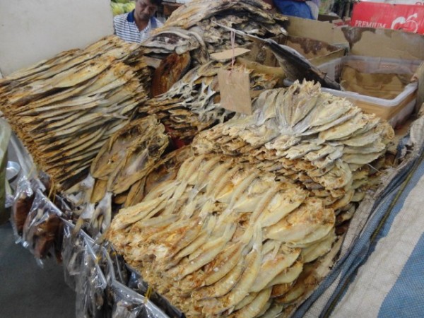 Piles of dried fish of all kinds.