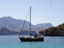 Zephyr at anchor in the South cove of Honeymoon Cove.