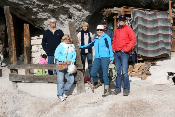 Jay, Terri, Barb, Mary, Kirk at cave at Indian Reservation