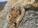 Climbing up the rocks