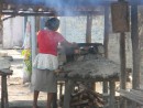 Cooking pupusa on wood fired oven