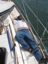 Corey taking a nap on deck
