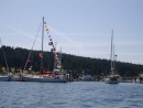 new 062: PNW Latts & Atts Party at Lopez Island,WA 
Signal flags say Pirate B Found