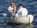 Lilly and her son Ryan rowing "Grace" the dinghy on Julington Creek, Jacksonville