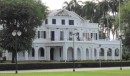 Formerly the headquarters of the Dutch West Indian Company, which established and colonized Dutch Guiana, this mansion is now the ceremonial headquarters of the President of Suriname.  Use you zoom-in and check out the beautiful frieze of the Dutch West India Company insignia in the mansion