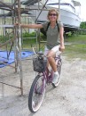 Lilly on the yard bike.  This is how she explored St. Augustine.