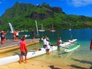 Preparing for the outrigger canoe races...
