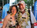 Ted and Julie (Latitude 38) sporting their leis