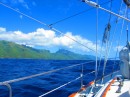 Rounding the north end of Moorea towards Cook