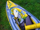 Our kayaks filled with fruit from locals hoping for gifts in return