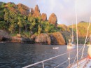 The famous pinnacles in the Bay of Virgins (or Penises)