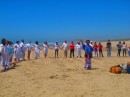 The formal blessing.  We were all asked to form a large circle on the beach...