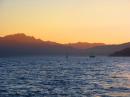 Leaving Cousteau anchorage at dawn