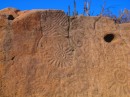 Example of an upside-down Petroglyph on a boulder at the base of the hill