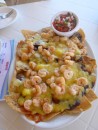 Shrimp nachos. With extra cheese.