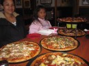 Another visit at Mystic Pizza, this time we ordered 6 giant pizzas, ended up taking one home. Defeated!