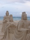 Sand sculptures of the 3 Kings on Playa del Carmen