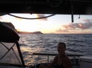 Arriving in the Marquesas at sunrise.