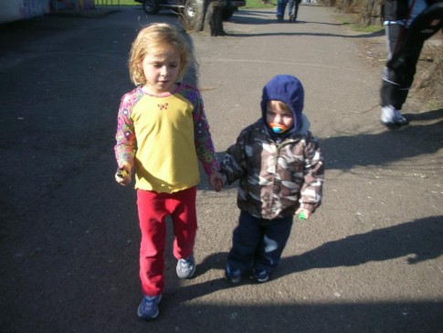 DSCN1375_1_1: Kara and Sean taking a stroll in the park