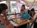 Still at Shelter Bay marina before the transit, a serious game of chess