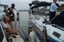 2nd day transit, our jolly captain, us tied together with Aussi boat Squander