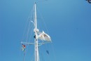 What was left of our mainsail after losing it in a storm of Cape Maleas