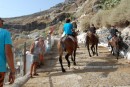 Santorini- a steep ride up from the harbor to the town