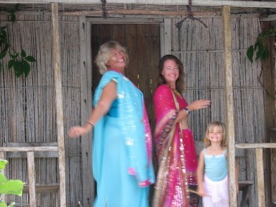 Linda and Bronwyn showing off saris