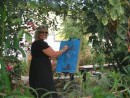 Linda sketching Lewis garden
