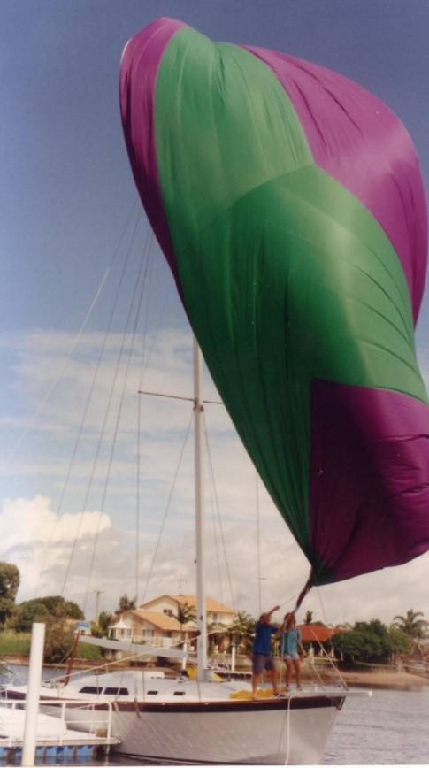trying out the new spinnaker Buddina 1994