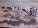 Mt Kinabalu - pastel and ink