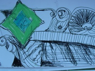 Balinese day bed - ink,pastel on paper $100
270X400 unframed