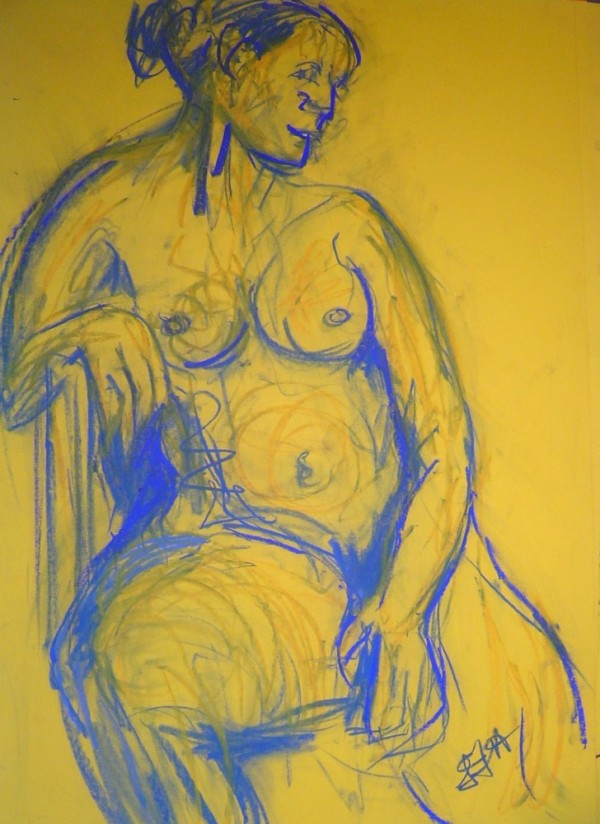 Girl on chair - pastel on paper $200 unframed 640X460