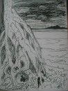 pen drawing sister islands - Storm approaching