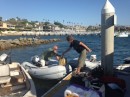 Ron and I loading up the dinghy after going ashore.