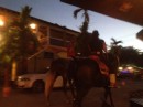 Evening in Sayulita.  Laurie, Doris and I are at an outdoor, on the street, small restaurant, when these horses and riders trot by.  I think the female had been on her cell phone.  Interesting life here.  