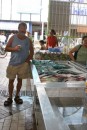 There are several fish vendors in the big market in downtown Pape