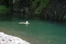 Denise swimming in a stream fed from one of the waterfalls!  It felt sooo good to swim after getting so hot and sweaty in the truck!