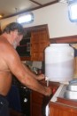 Bottling beer on Thanksgiving Day - while under way!  Because of the water maker "ordeal," we didn