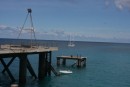 Another shot of the pier on Christmas Island - you can see Little Dot tied up below and The Dorothy Marie in the background.