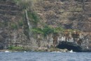 The waterfall turned into a bridal veil when the wind hit it just right!
(Hiva Oa)