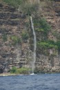 A beautiful waterfall falling into the ocean right by our anchorage in Hanaiapa.