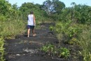 Glen walking up one of the lava flow trails.  Between 1905 and 1911, Mt. Matavanu on Savai