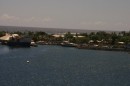 Apia Harbor looking from the city side out.  The marina is in the little corner by the main wharf!