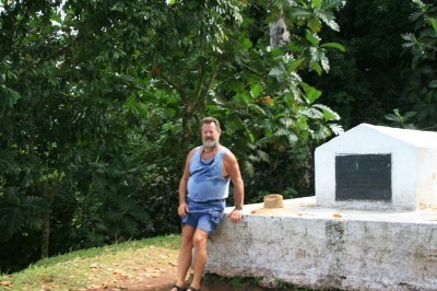 The Stevenson tomb is at the top of a steep hill overlooking Apia. 